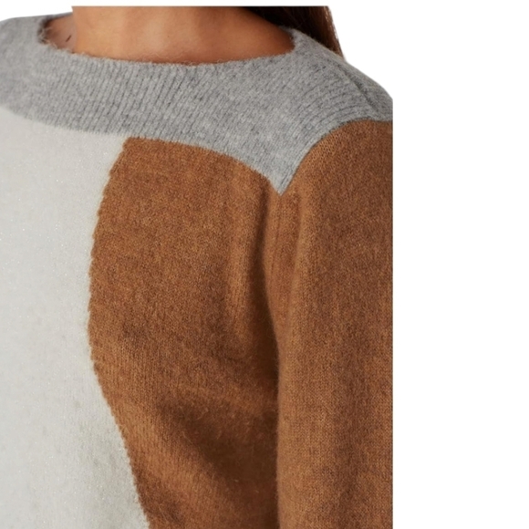 Sita Murt Colorblock Grey Tan Cream Alpaca-Blend Boatneck Sweater - Picture 4 of 8